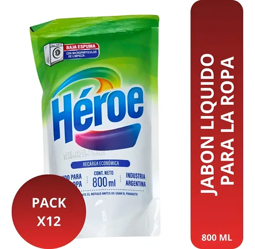 HEROE Jabon Liq. Ropa 800ml D/Pack x12