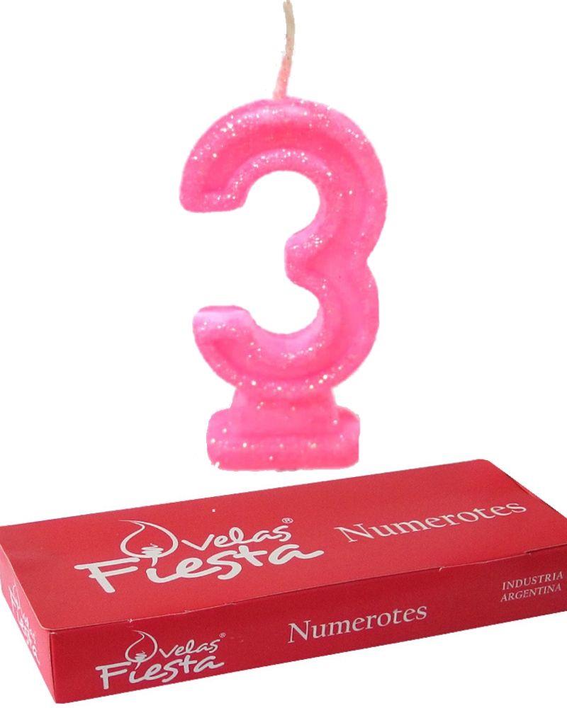 Velas Fiesta Numerote Perlado x10 Rosa