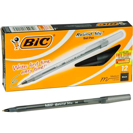 BIC Bol. Round Stic Negro x12