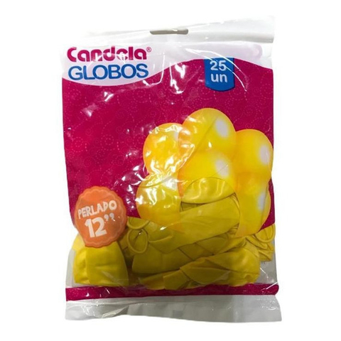 Candela Globo Perlado 12" Amarillo 25u (100)