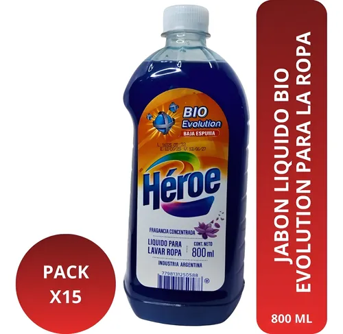HEROE Jabon Liq. Ropa 800ml Bot. Evol. x15