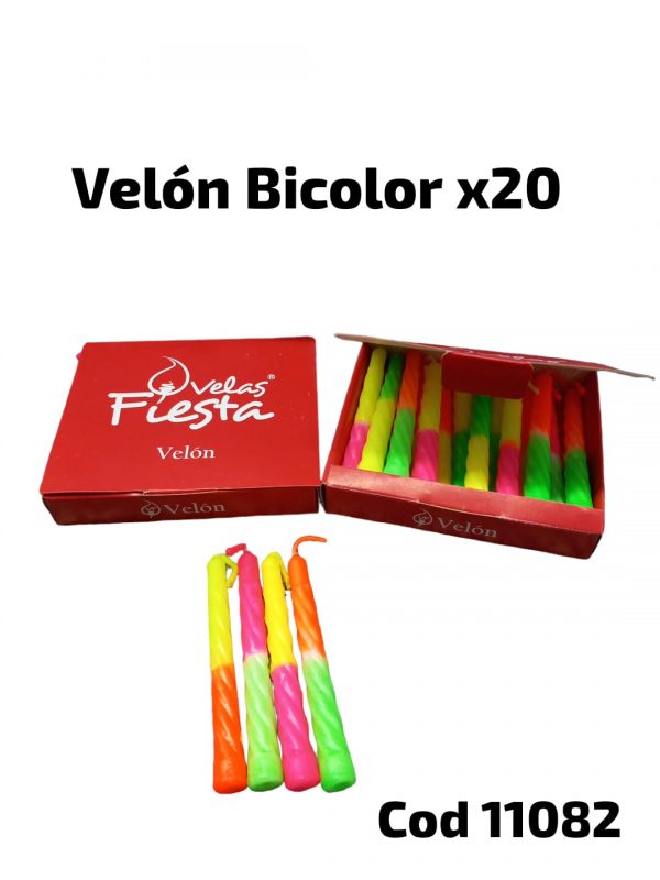 Velas Fiesta Velon Bicolor x20