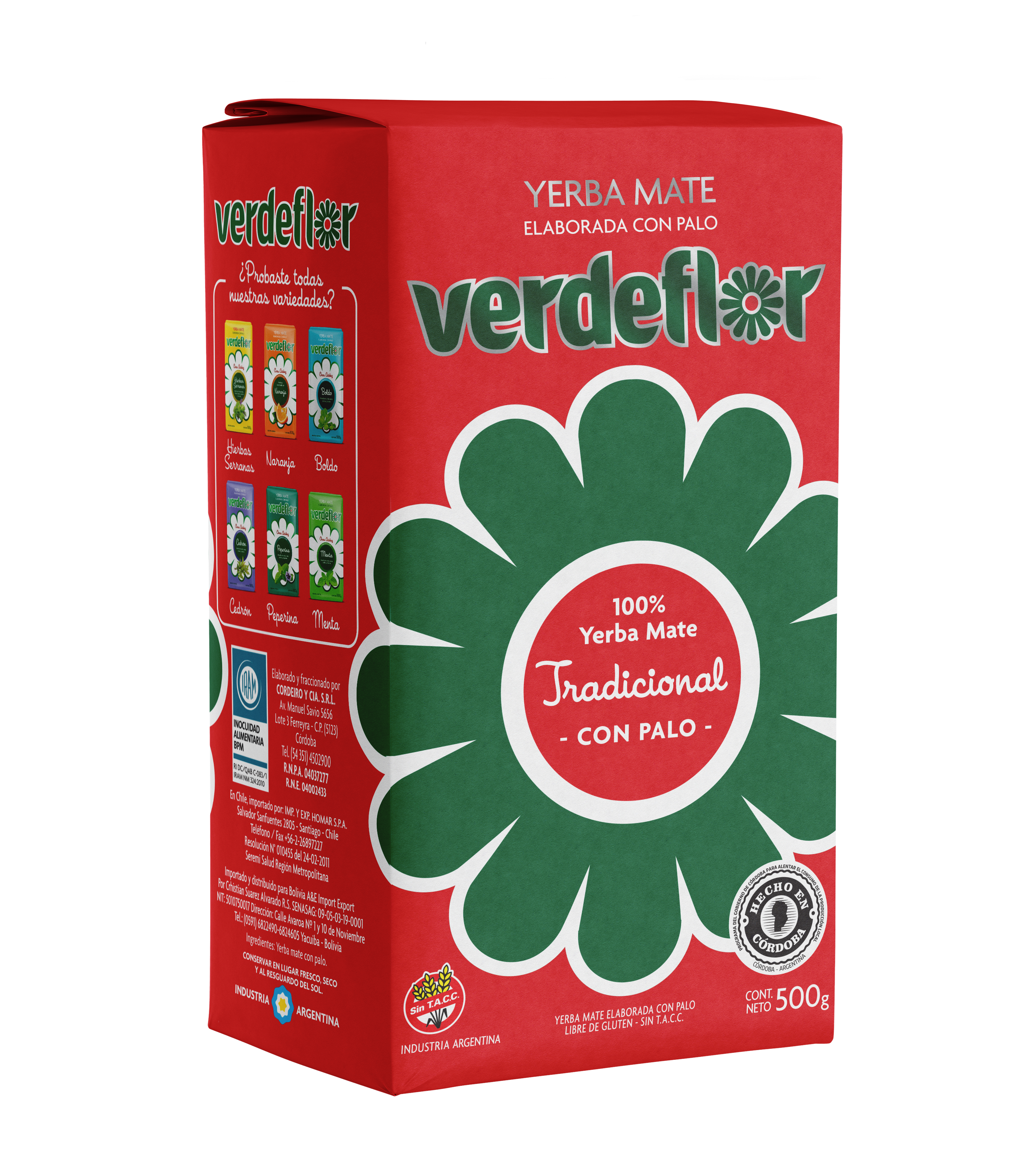 Yerba Verdeflor 500gr TRADICIONAL C/PALO x12