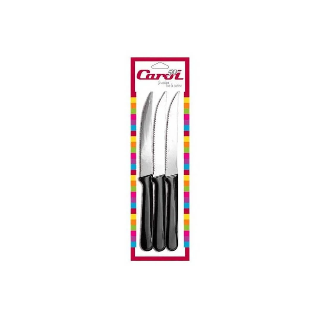 CAROL Set x3 Cuchillo Mesa Negro 41003