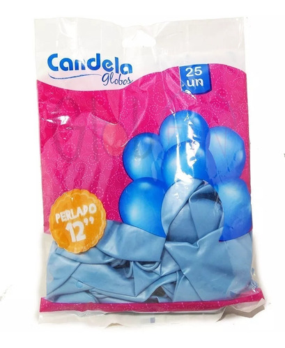 Candela Globo Perlado 12" Celeste 25u (100)