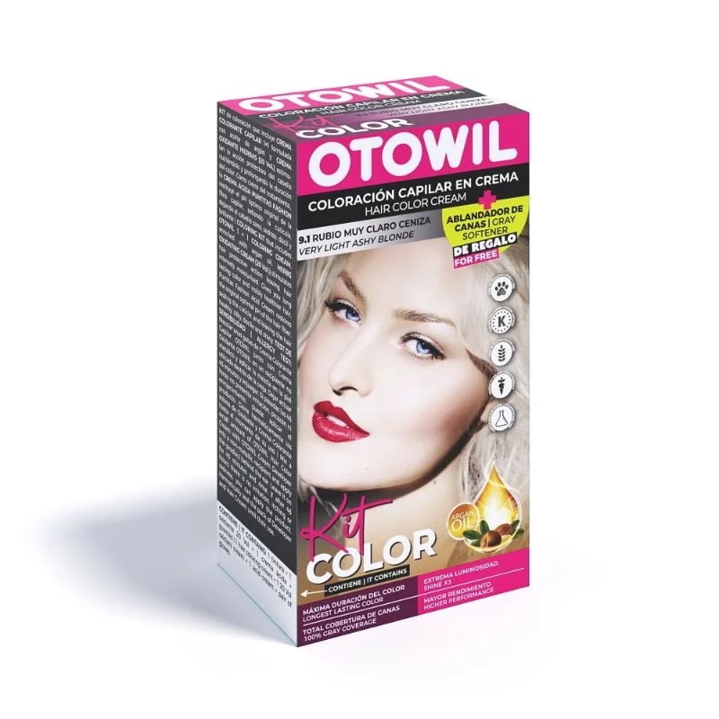 OTOWIL Kit Color 9/1 Rubio Muy Claro Ceniza (20