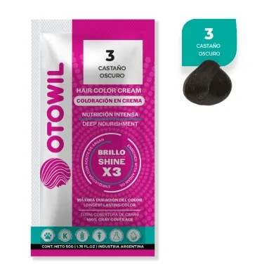 OTOWIL Crema Color Cap. 3 sobre 50gr x6 Castaño Oscuro