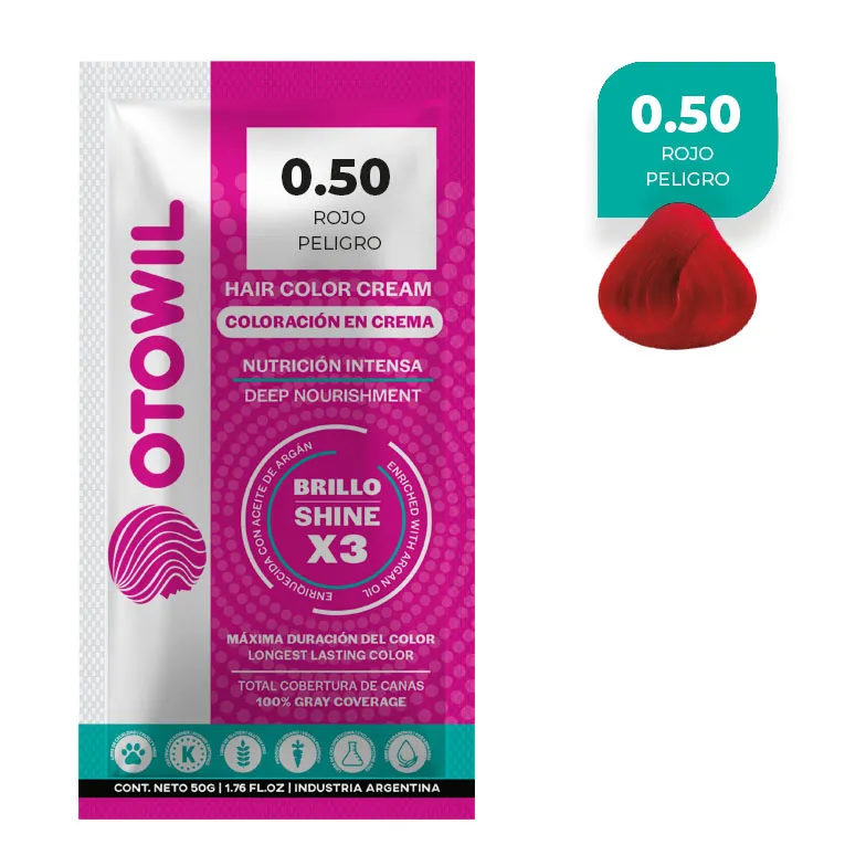 OTOWIL Crema Color Cap. 0/50 sobre 50gr x6 Rojo Peligro