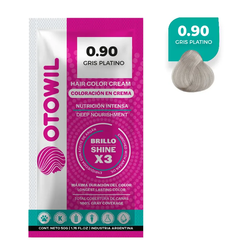 OTOWIL Crema Color Cap. 0/90 sobre 50gr x6 Gris Platino
