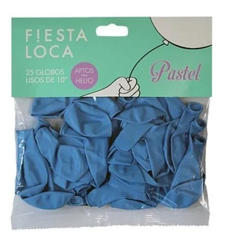Globo x25 Fiesta Loca Celeste Pastel