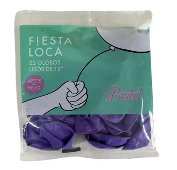 Globo x25 Fiesta Loca Violeta Pastel