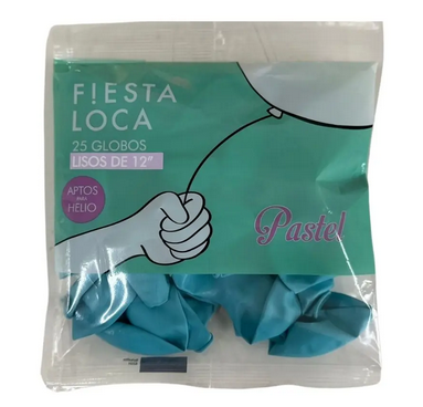 Globo x25 Fiesta Loca Aguamarina Pastel