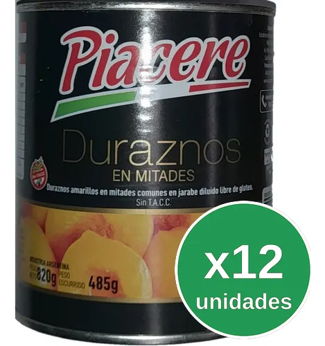PIACERE Durazno en Mitades 820gr x12