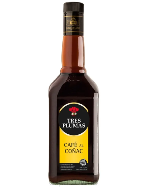 DELLE. Tres Plumas Licor Cafe/Cogñ. 750cc x6 -2207