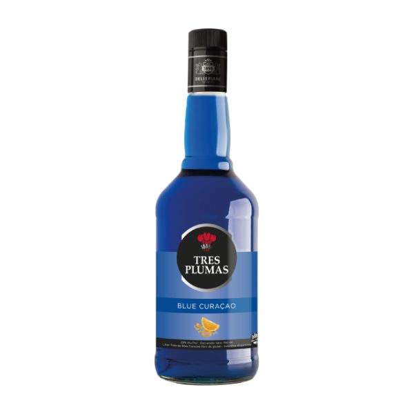 DELLE. Tres Plumas Licor Blue/Curac 700cc x6 -2328