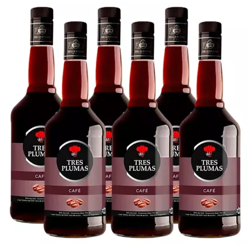 DELLE. Tres Plumas Licor Crema Cafe 700cc x6 -2336