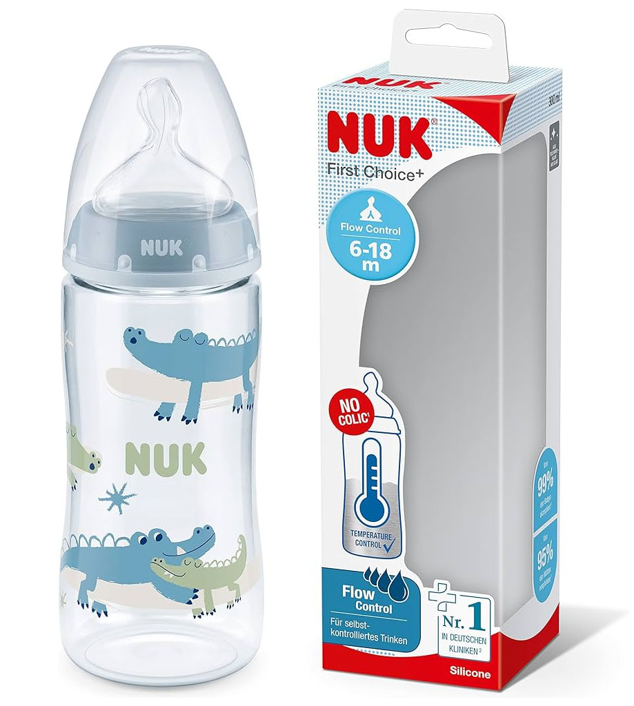 NUK Mamad. FC+300ml Cont. Temp. Cocodrilo Azul Cl.