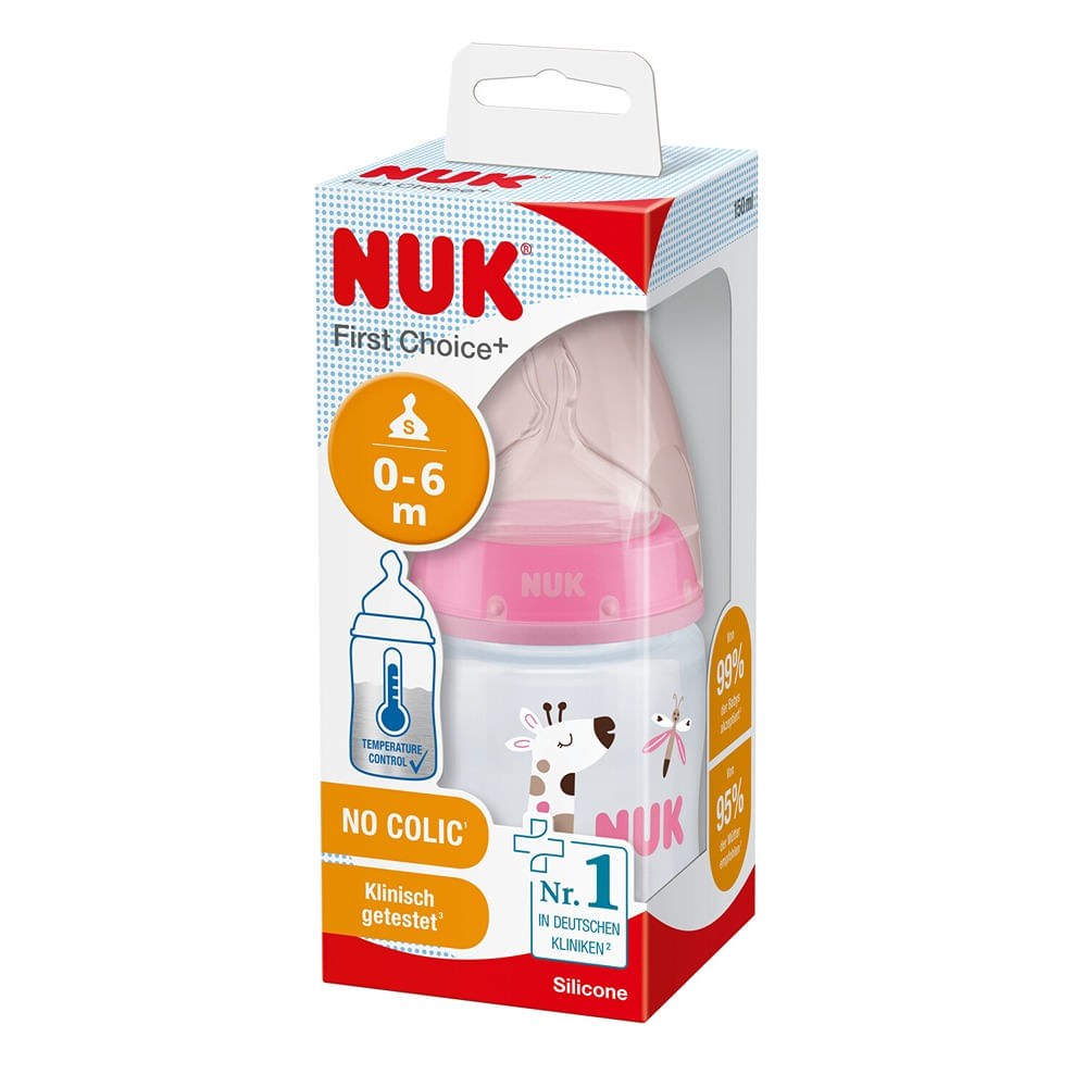 NUK Mamad. FC+150ml Cont. Temp. Jirafa Rosa