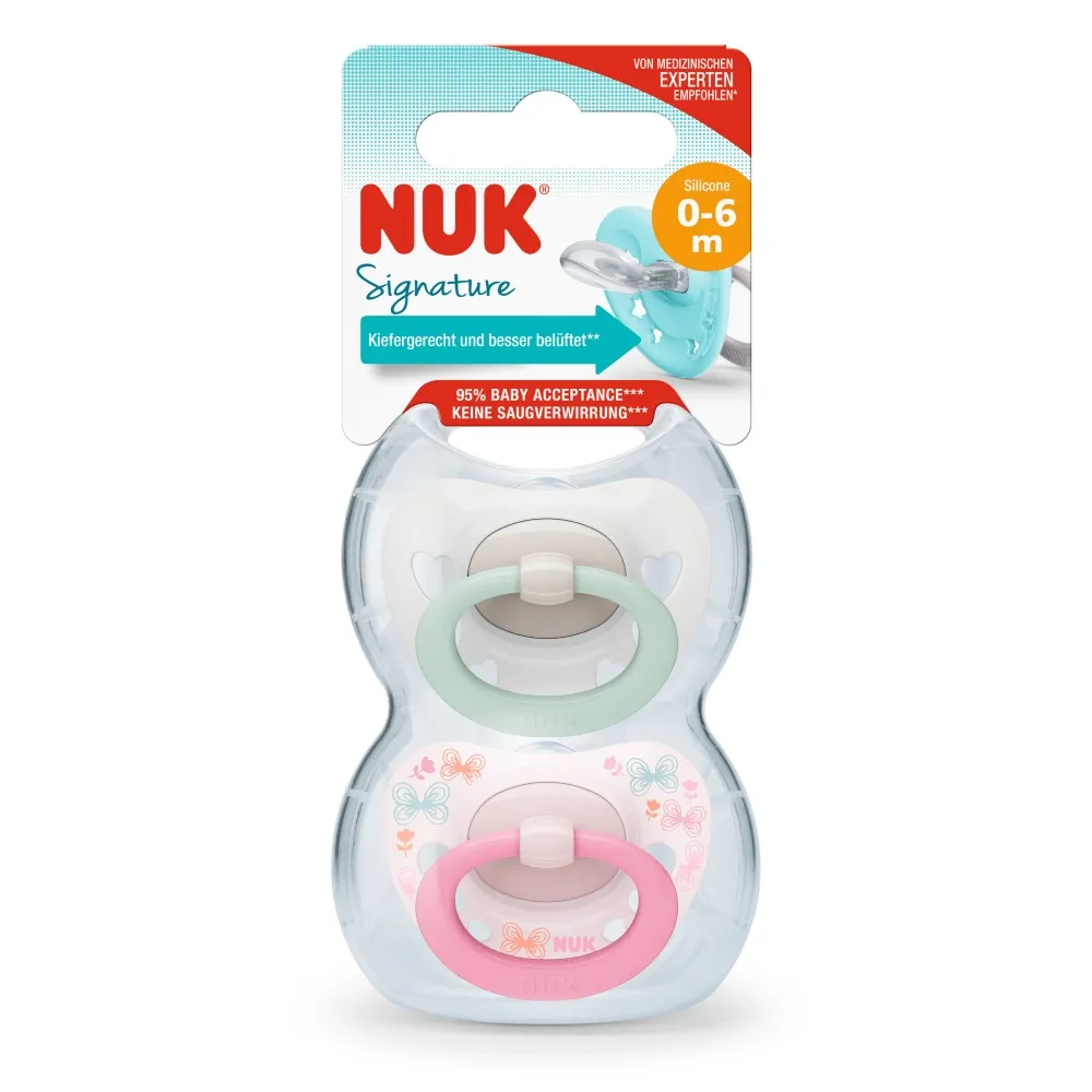NUK Set 2 Chup. Signature 0/6 meses Rosa