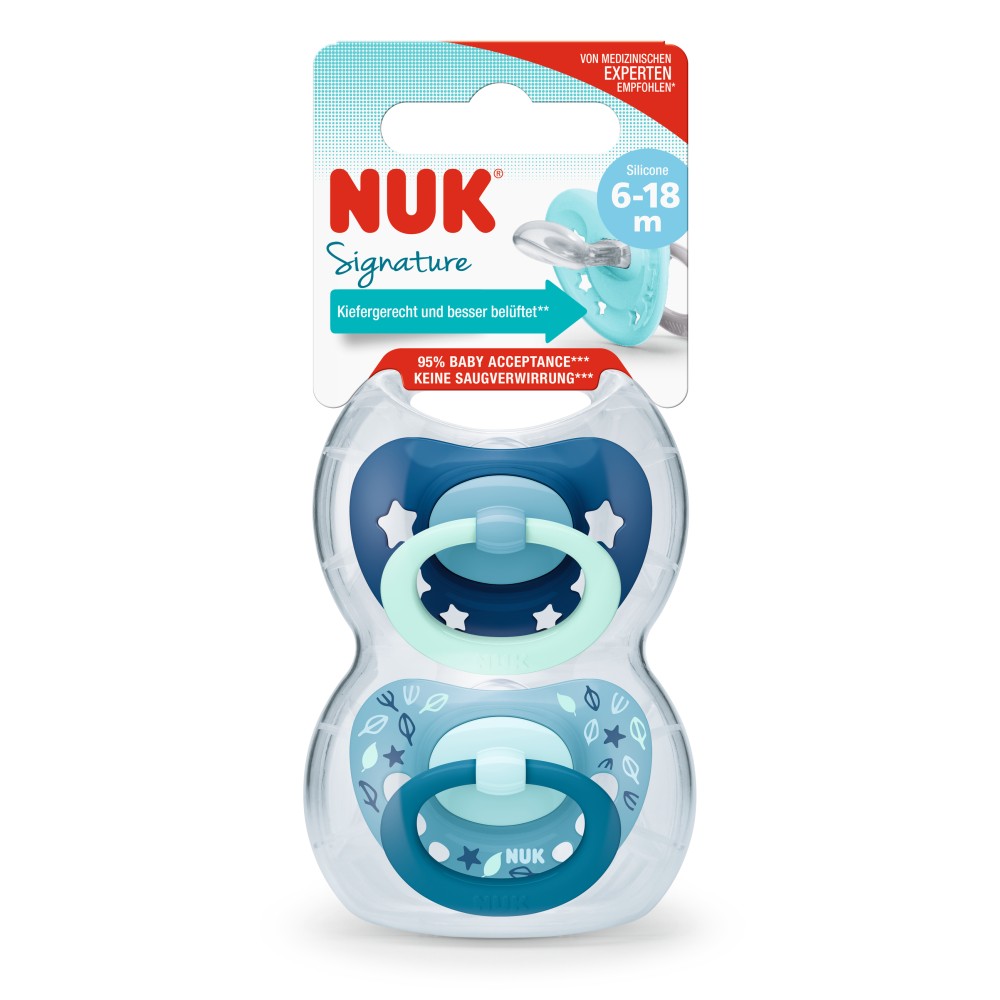 NUK Set 2 Chup. Signature 6/18 meses Azul Cl.