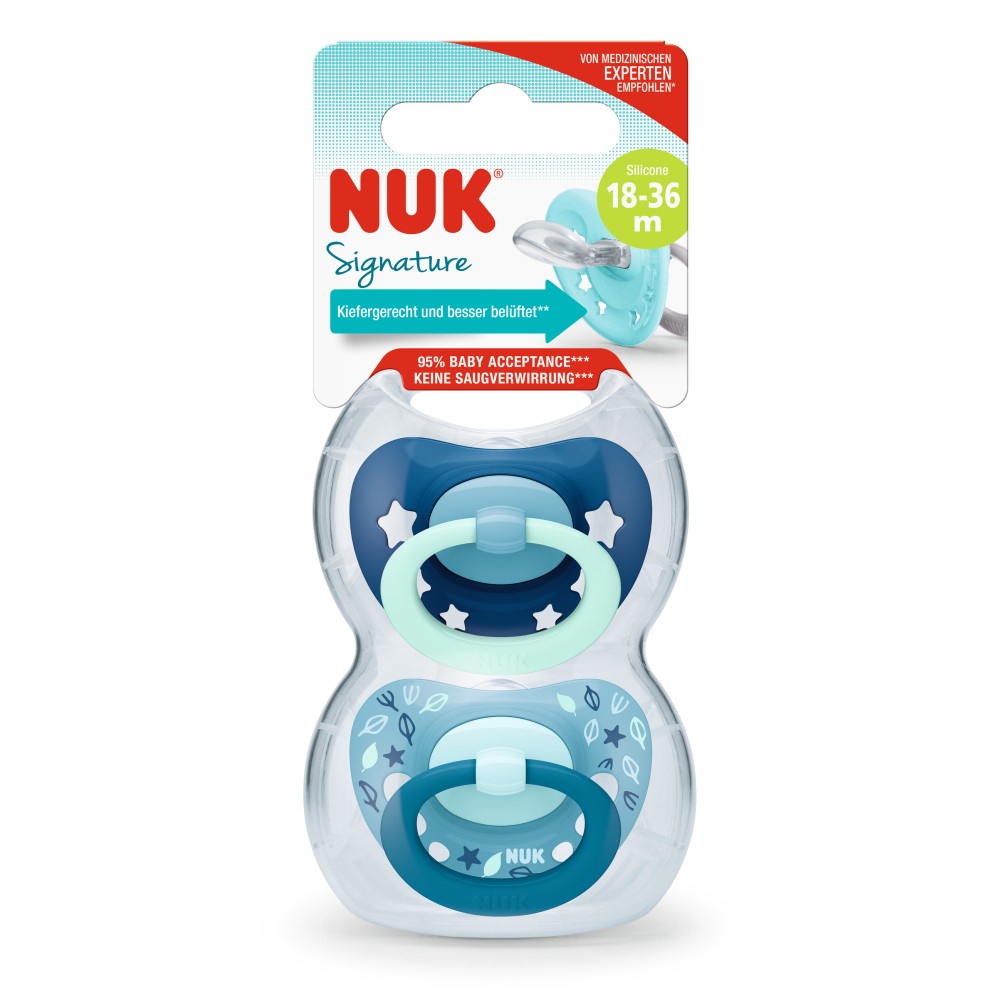 NUK Set 2 Chup. Signature 18/36 meses Azul Cl.