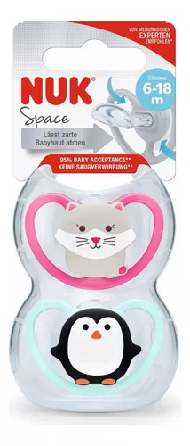 NUK Set 2 Chup. Space T3 Gato/Ping. Rosa/Cel.
