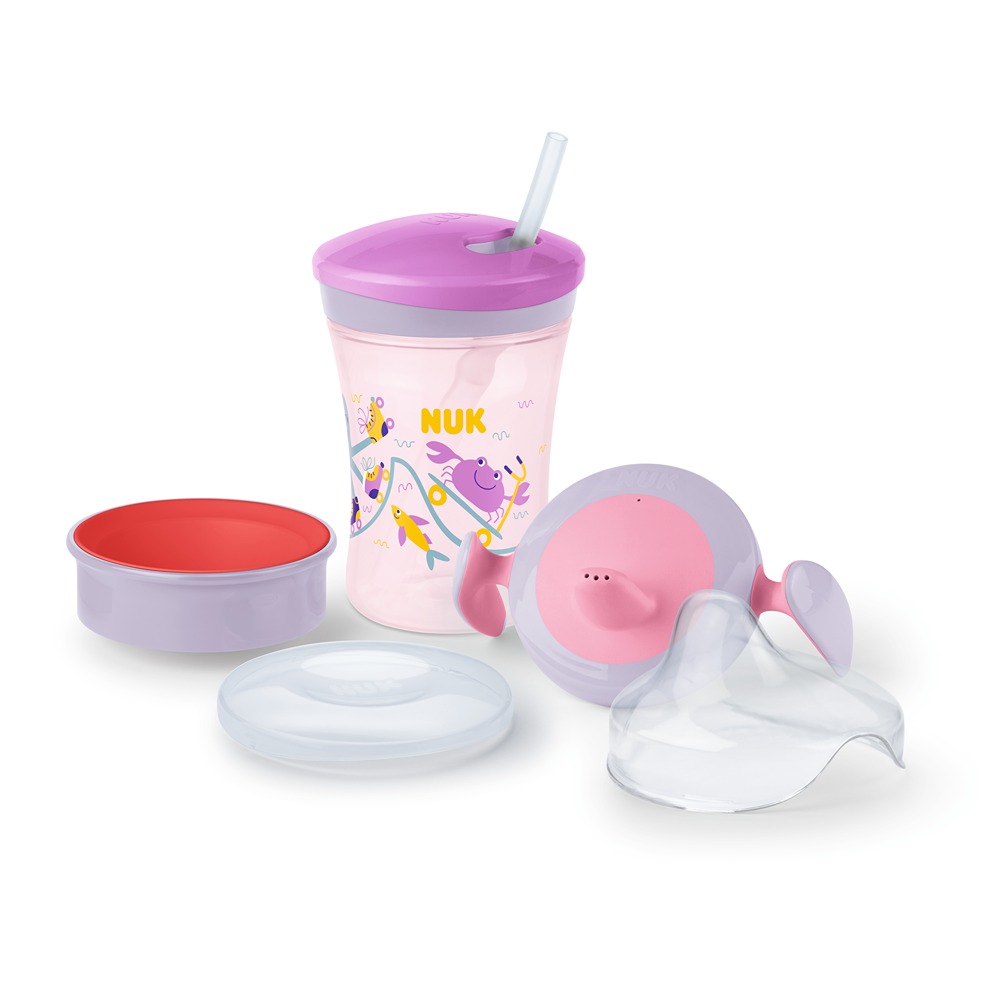 NUK Set Vasos Evolution Cup Violeta Rojo