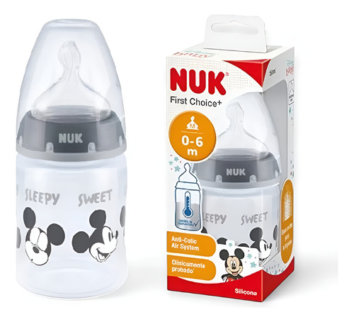 NUK Mamad. Disney FC+Cont. Temp. 150ml Mickey Gris Os.