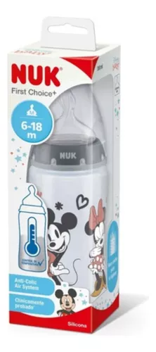 NUK Mamad. Disney FC+Cont. Temp. 300ml Mickey Gris Os.