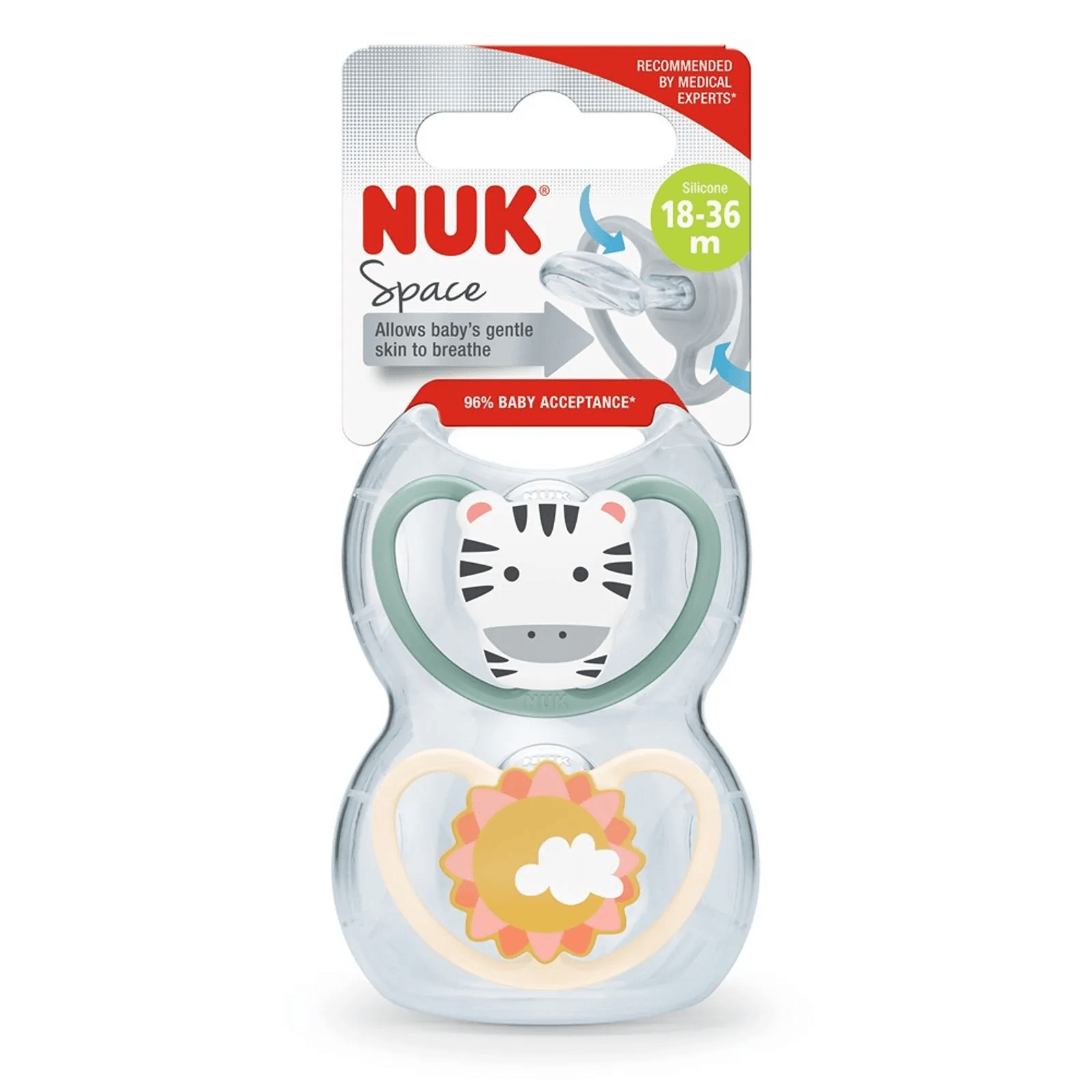 NUK Set 2 Chup. Space 18/36 meses Cebra/Sol