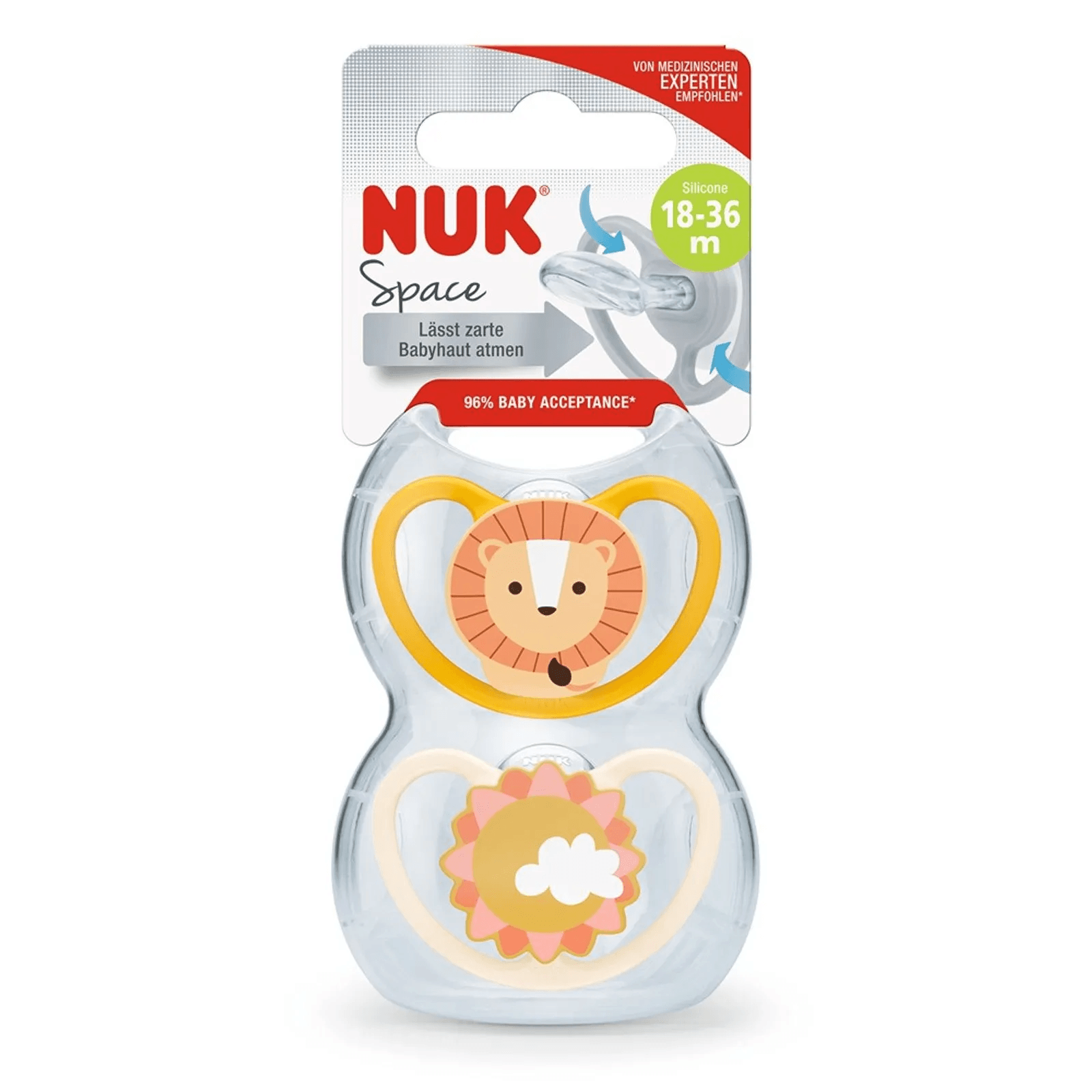 NUK Set 2 Chup. Space 18/36 meses Leon/Sol