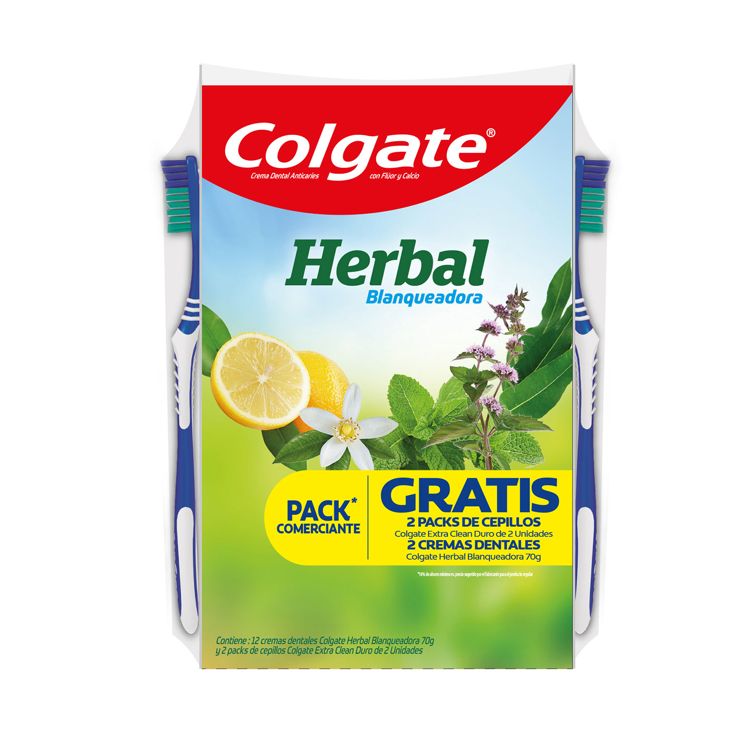 QM Crema dental Colgate herbal 70gr + 2 Cepillos x12