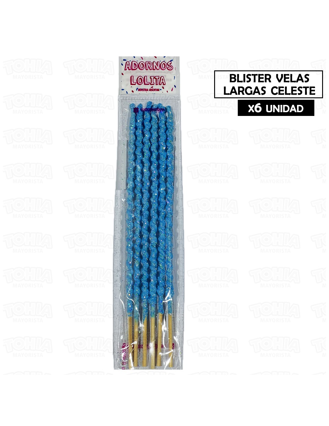 LOLITA Vela Corta Blister x5 Pastel Celeste